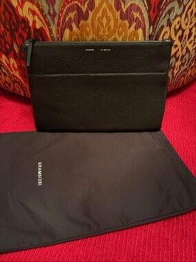 Grams(38) Black Pebbled Leather Computer Pouch